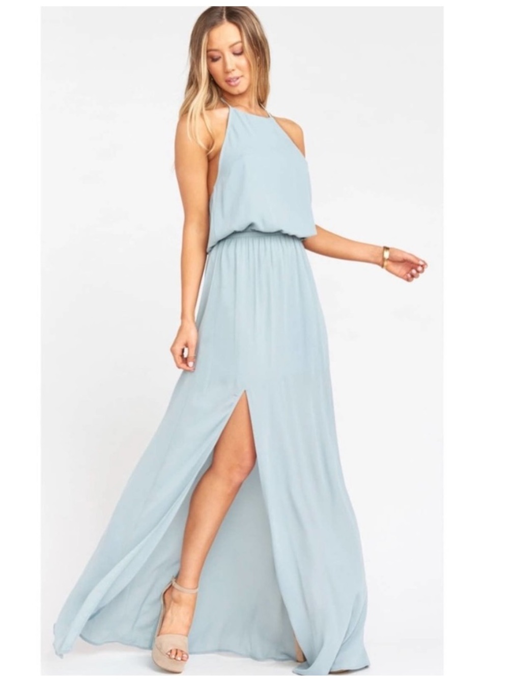 Show Me Your Mumu Silver Sage Heather Halter Dress
